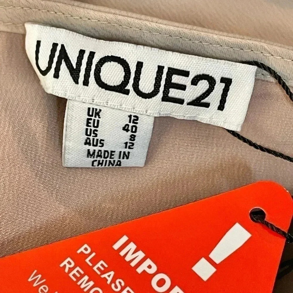 Unique21 Slip Dress Women UK 12 US 8 Gathered Side Satin Cowl Neck Zip Taupe NEW - Picture 4 of 11